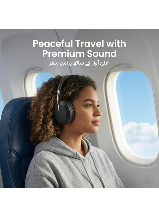 A09 Wireless Bluetooth  Headphones with Noise Cancelling Pure Bass Sound Extra Bass Hi Res Audio Built in Mic Long Battery Life Multi Point Connection Lightweight Foldable Black with 1 Year Warranty - Image 4